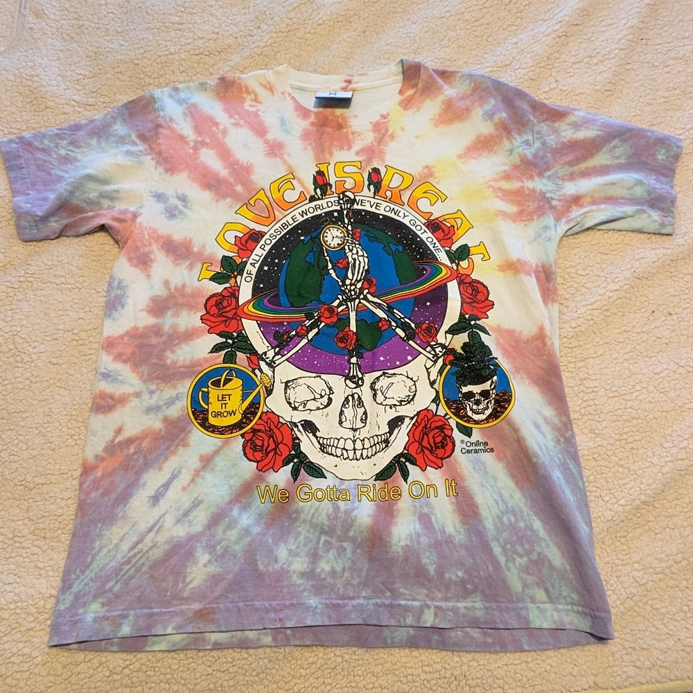 Online Ceramics Love is Real Tie Dye Tee Large